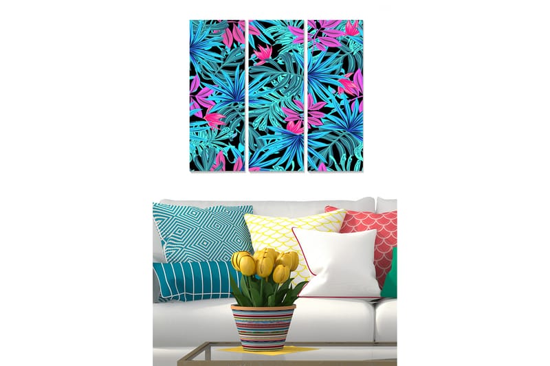 Bilde Floral 3-pk flerfarget - 22x05 cm - Interiør - Maleri & posters - Lerretsbilder