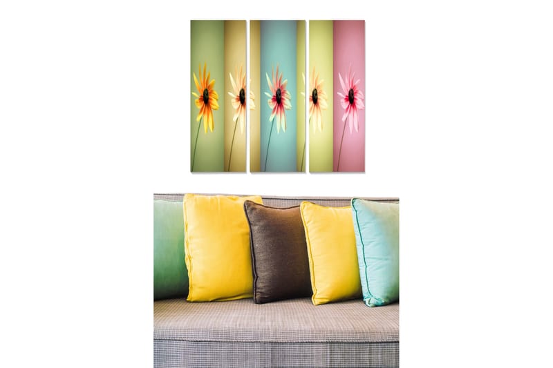 Bilde Floral 3-pk flerfarget - 22x05 cm - Interiør - Maleri & posters - Lerretsbilder