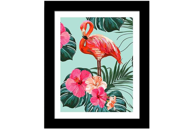 Bilde Floral Animal med Ramme Flerfarget - 22,3x52,8 cm - Interiør - Maleri & posters - Lerretsbilder