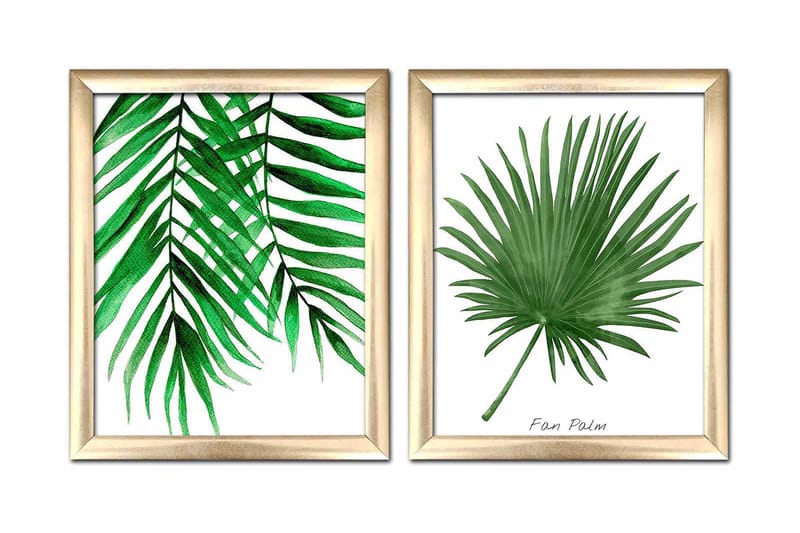 Bilde Floral med Ramme 2-pk Flerfarget - 22,3x52,8 cm - Interiør - Maleri & posters - Lerretsbilder
