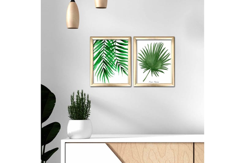 Bilde Floral med Ramme 2-pk Flerfarget - 22,3x52,8 cm - Interiør - Maleri & posters - Lerretsbilder