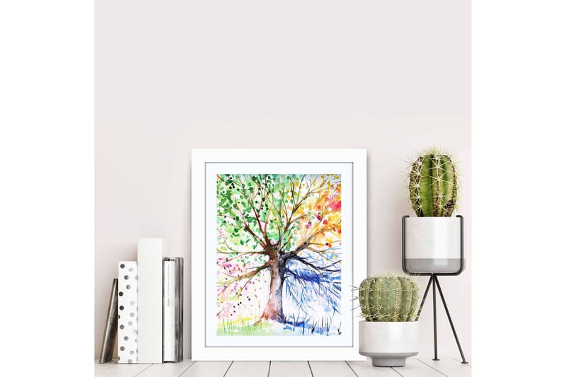 Bilde Floral med Ramme Flerfarget - 22,3x52,8 cm - Interiør - Maleri & posters - Lerretsbilder