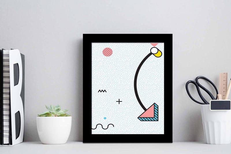 Bilde Geometric med Ramme Flerfarget - 22,3x52,8 cm - Interiør - Maleri & posters - Lerretsbilder