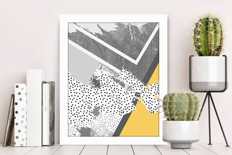 Bilde Geometric med Ramme Flerfarget - 22,3x52,8 cm - Interiør - Maleri & posters - Lerretsbilder