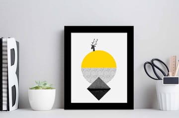 Bilde Geometric med Ramme Flerfarget - 22,3x52,8 cm - Interiør - Maleri & posters - Lerretsbilder