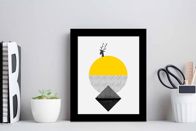 Bilde Geometric med Ramme Flerfarget - 22,3x52,8 cm - Interiør - Maleri & posters - Lerretsbilder