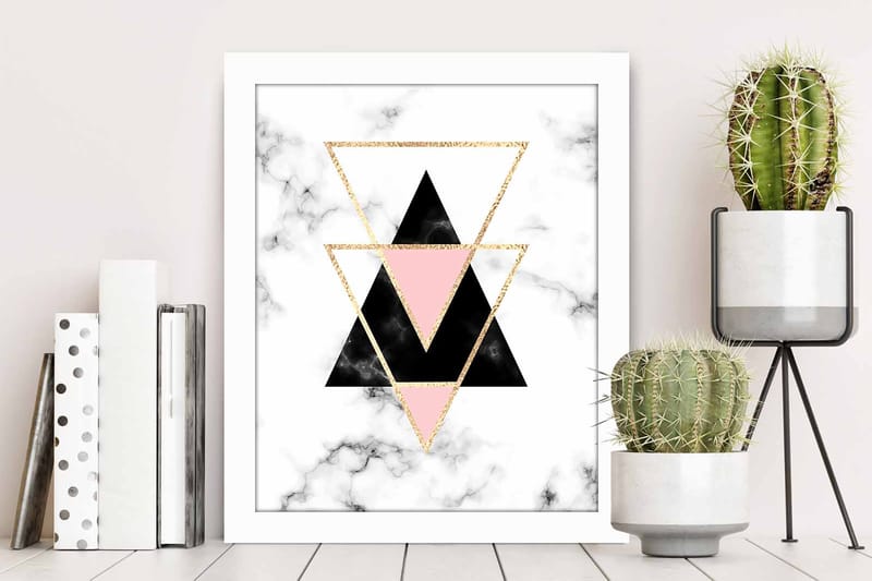 Bilde Geometric med Ramme Flerfarget - 22,3x52,8 cm - Interiør - Maleri & posters - Lerretsbilder