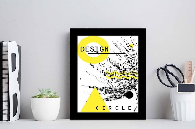 Bilde Geometric med Ramme Flerfarget - 22,3x52,8 cm - Interiør - Maleri & posters - Lerretsbilder