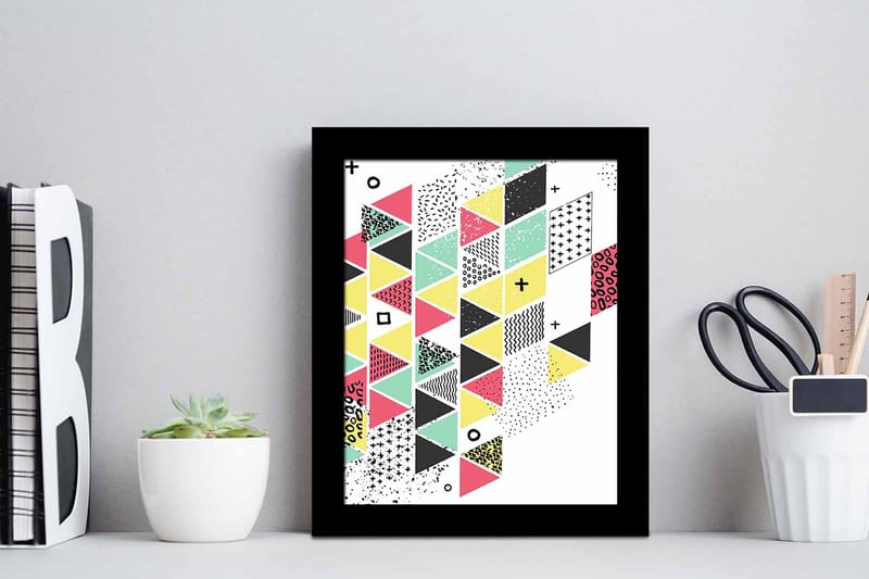 Bilde Geometric med Ramme Flerfarget - 22,3x52,8 cm - Interiør - Maleri & posters - Lerretsbilder