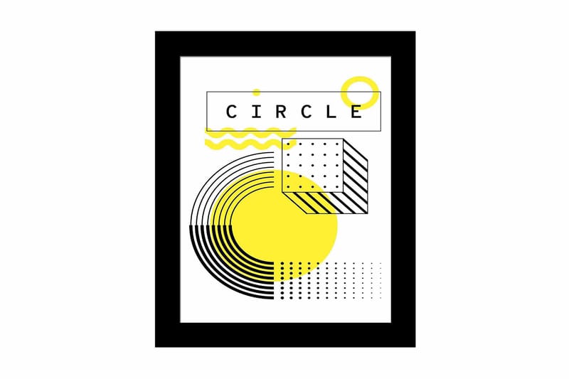 Bilde Geometric med Ramme Flerfarget, 22,3x52,8 cm