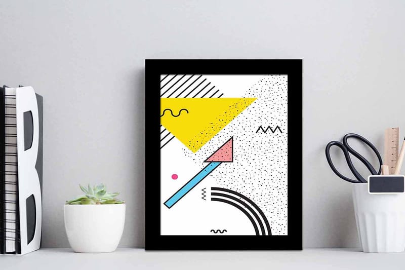 Bilde Geometric med Ramme Flerfarget - 23,5x28,5 cm - Interiør - Maleri & posters - Lerretsbilder