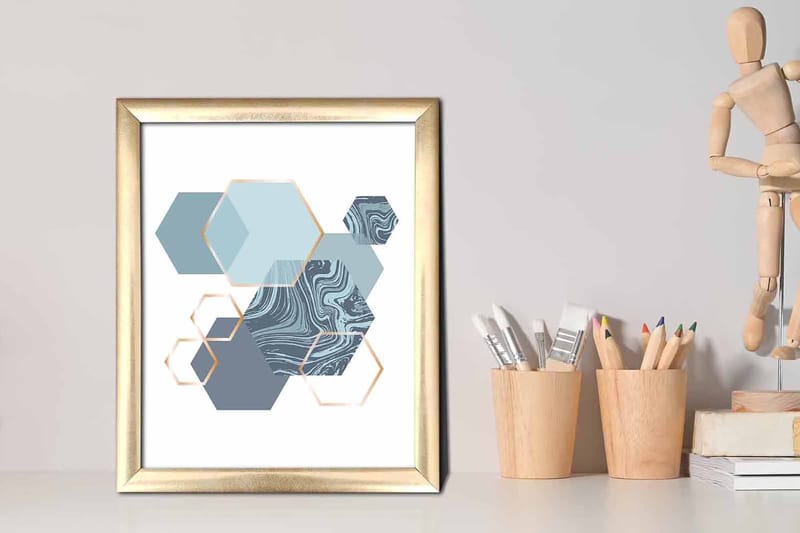 Bilde Geometrical med Ramme Flerfarget - 22,3x52,8 cm - Interiør - Maleri & posters - Lerretsbilder