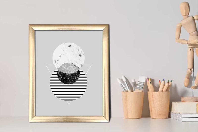 Bilde Geometrical med Ramme Flerfarget - 22,3x52,8 cm - Interiør - Maleri & posters - Lerretsbilder