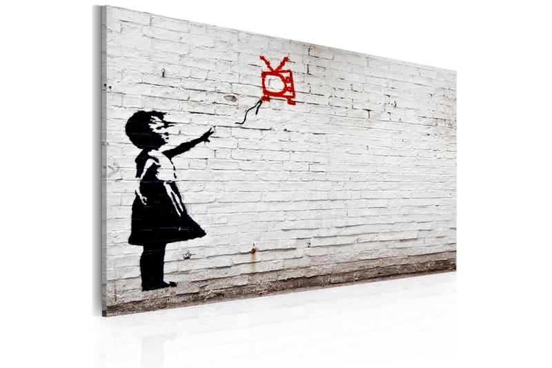 Bilde Girl With Tv Banksy 60x40 - Artgeist sp. z o. o. - Lerretsbilder