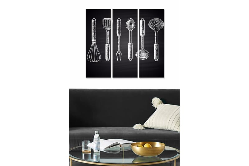 Bilde Kitchen 3-pk Flerfarget - 22x05 cm - Interiør - Maleri & posters - Lerretsbilder
