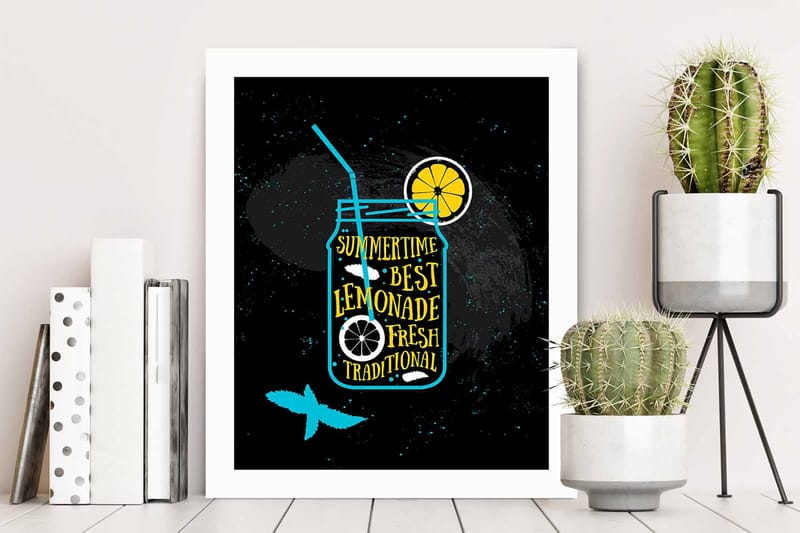 Bilde Kitchen med Ramme Flerfarget - 22,3x52,8 cm - Interiør - Maleri & posters - Lerretsbilder
