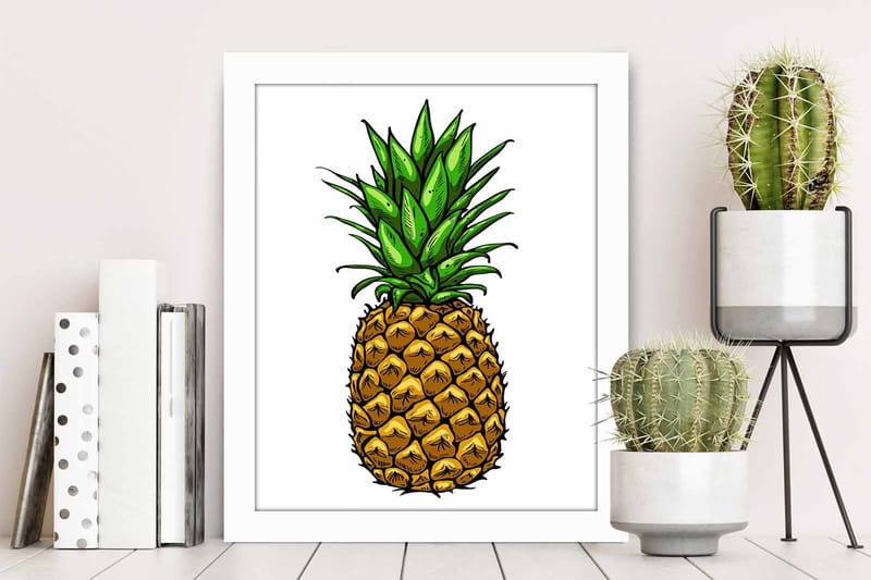 Bilde Kitchen med Ramme Flerfarget - 22,3x52,8 cm - Interiør - Maleri & posters - Lerretsbilder