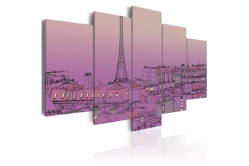 Bilde Lavender Sunrise Over Paris 100x50 - Artgeist sp. z o. o. - Lerretsbilder