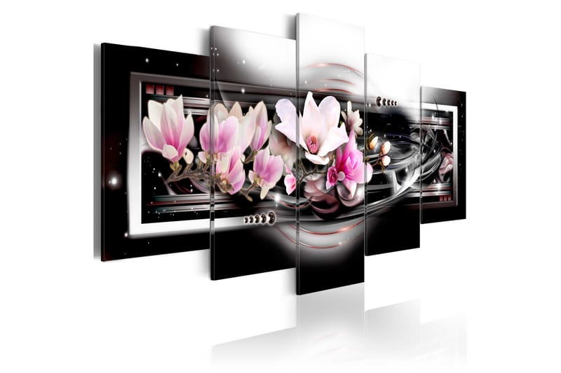 Bilde Magnolias On A Black Background 200x100 - Artgeist sp. z o. o. - Lerretsbilder