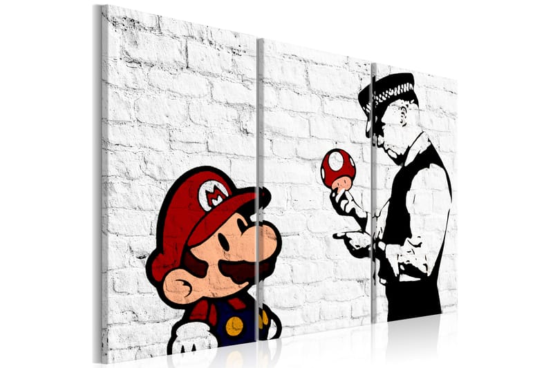 Bilde Mario Bros Banksy 90x60 - Artgeist sp. z o. o. - Lerretsbilder