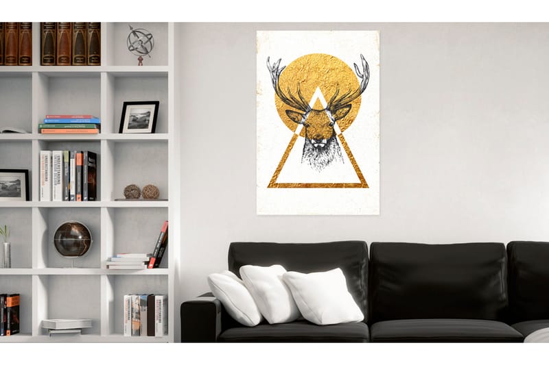 Bilde My Home Golden Deer 40x60 - Artgeist sp. z o. o. - Lerretsbilder