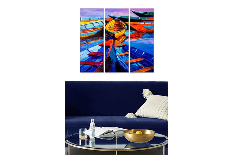Bilde Nautical 3-pk Flerfarget - 22x05 cm - Interiør - Maleri & posters - Lerretsbilder
