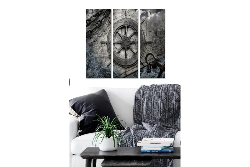 Bilde Nautical 3-pk Flerfarget - 22x05 cm - Interiør - Maleri & posters - Lerretsbilder