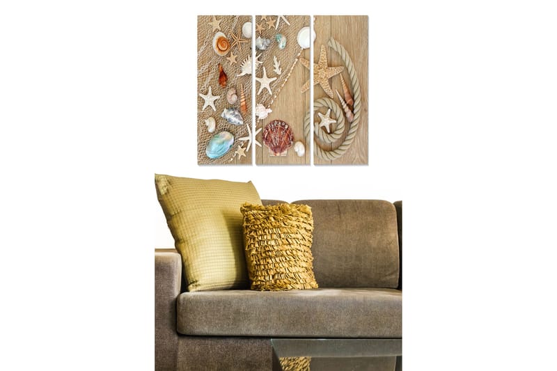 Bilde Nautical 3-pk Flerfarget - 22x05 cm - Interiør - Maleri & posters - Lerretsbilder