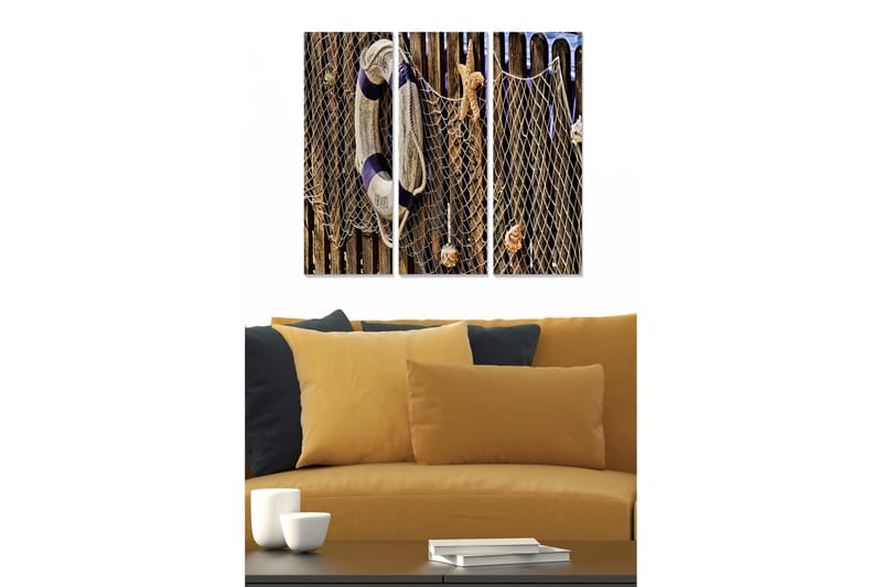 Bilde Nautical 3-pk Flerfarget - 22x05 cm - Interiør - Maleri & posters - Lerretsbilder