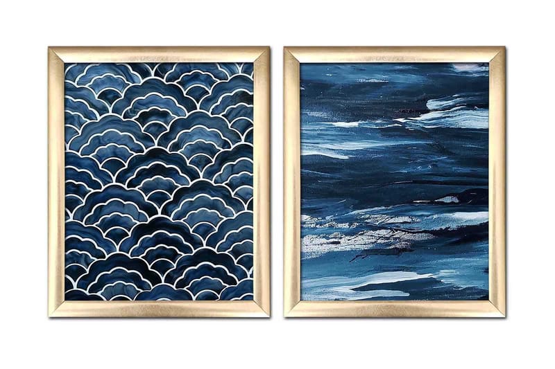 Bilde Nautical med Ramme 2-pk Flerfarget - 22,3x52,8 cm - Interiør - Maleri & posters - Lerretsbilder