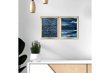 Bilde Nautical med Ramme 2-pk Flerfarget - 22,3x52,8 cm - Interiør - Maleri & posters - Lerretsbilder