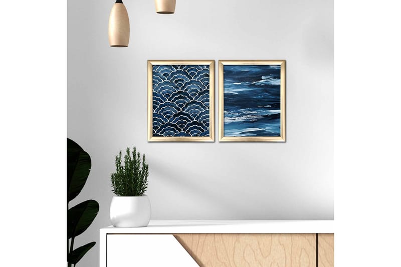 Bilde Nautical med Ramme 2-pk Flerfarget - 22,3x52,8 cm - Interiør - Maleri & posters - Lerretsbilder