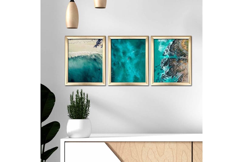 Bilde Nautical med Ramme 3-pk Flerfarget - 22,3x52,8 cm - Interiør - Maleri & posters - Lerretsbilder
