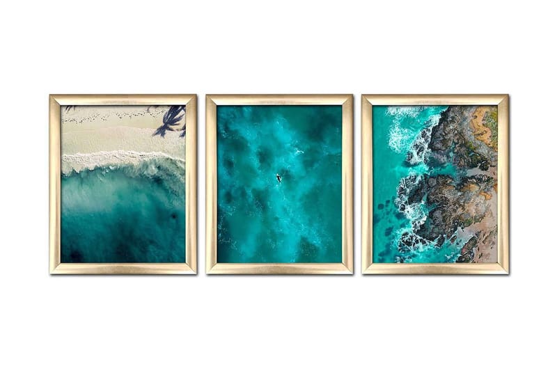 Bilde Nautical med Ramme 3-pk Flerfarget, 22,3x52,8 cm