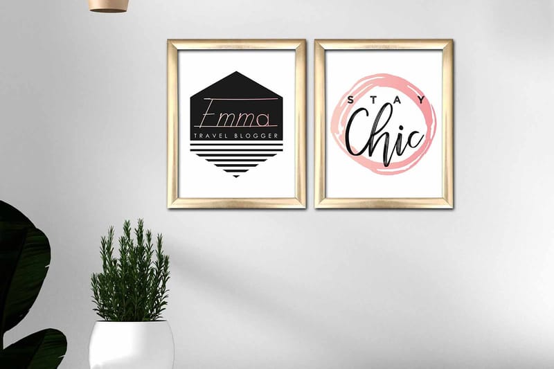 Bilde Sayings med Ramme 2-pk Flerfarget - 22,3x52,8 cm - Interiør - Maleri & posters - Lerretsbilder
