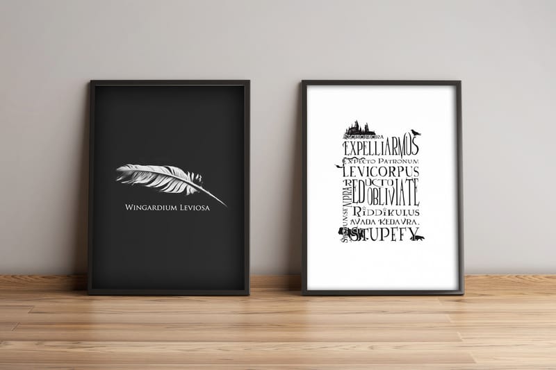 Bilde Sayings med Ramme 2-pk Flerfarget, 33x65 cm