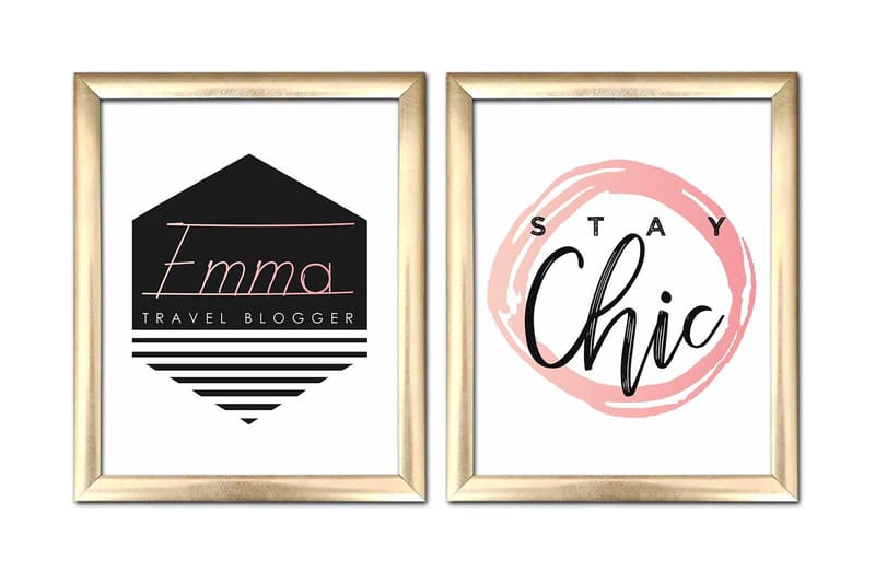 Bilde Sayings med Ramme 2-pk Flerfarget, 22,3x52,8 cm