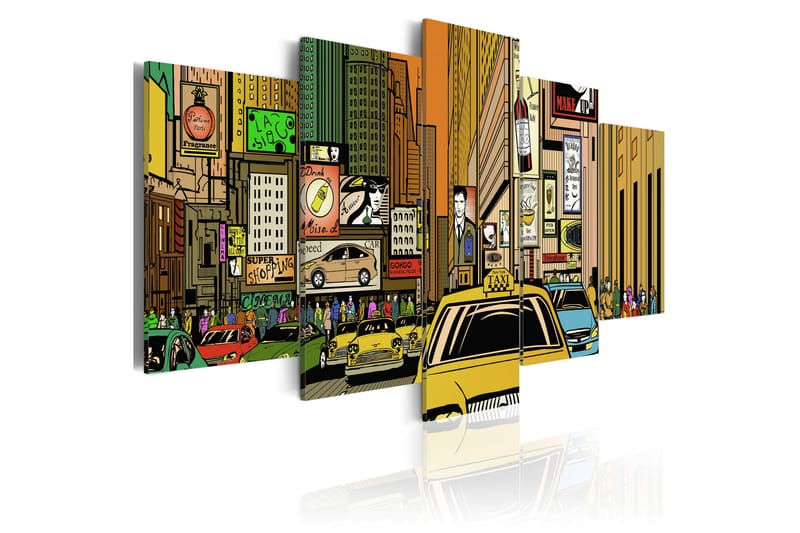 Bilde The Streets Of New York City In Cartoons 100x50 - Artgeist sp. z o. o. - Lerretsbilder