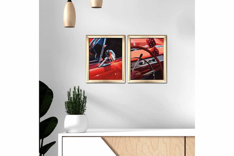 Bilde Transportation med Ramme 2-pk Flerfarget - 22,3x52,8 cm - Interiør - Maleri & posters - Lerretsbilder
