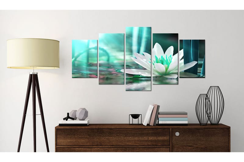 Bilde Turquoise Lotus 100x50 - Artgeist sp. z o. o. - Lerretsbilder
