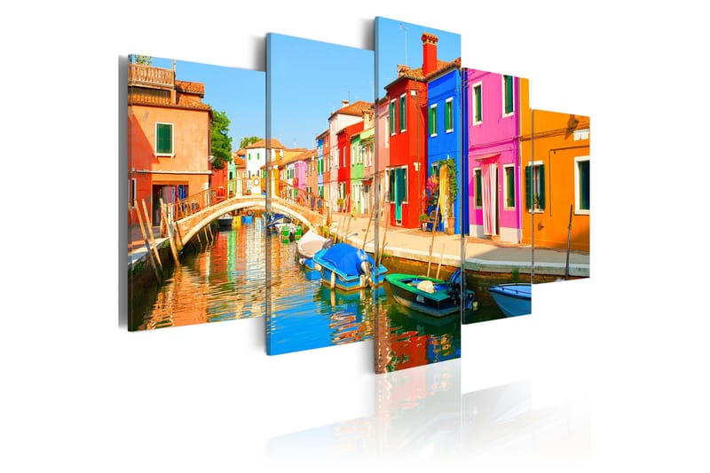 Bilde Waterfront In Rainbow Colors 100x50 - Artgeist sp. z o. o. - Lerretsbilder