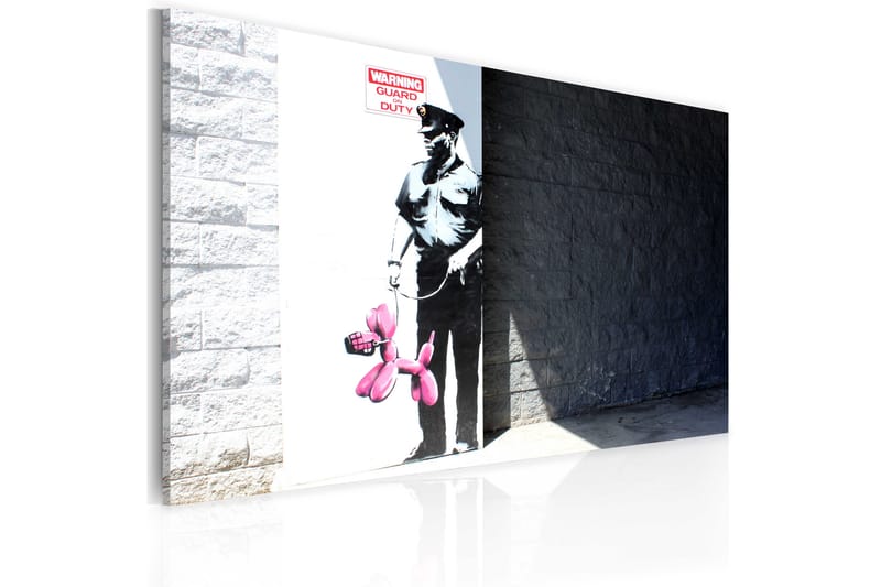 Bilde Police Guard And Pink Balloon Dog Banksy 60x40 - Artgeist sp. z o. o. - Lerretsbilder