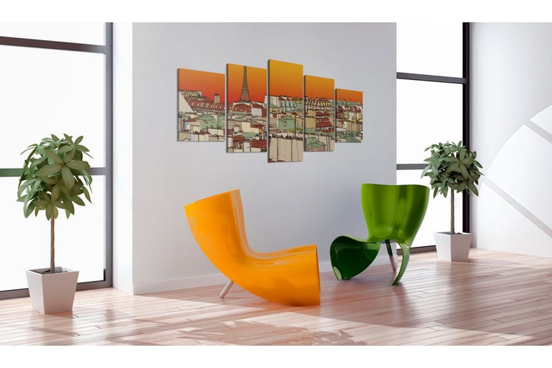 Bilde Parisian Sky In Orange Colour 100x50 - Artgeist sp. z o. o. - Lerretsbilder