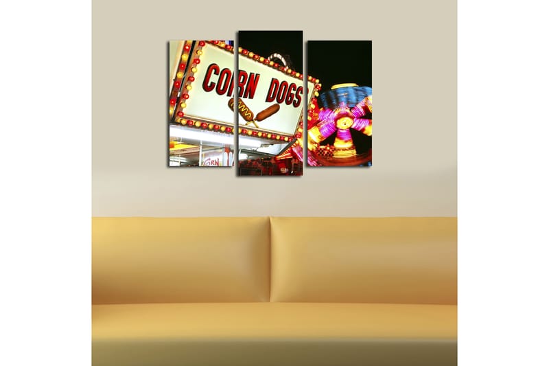 Canvasbilde 3-pk flerfarget - 22x03 cm - Interiør - Maleri & posters - Lerretsbilder