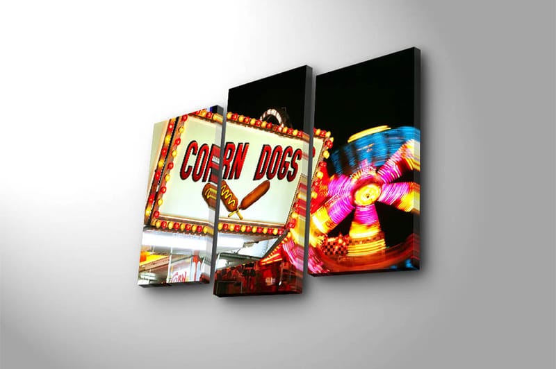 Canvasbilde 3-pk flerfarget - 22x03 cm - Interiør - Maleri & posters - Lerretsbilder
