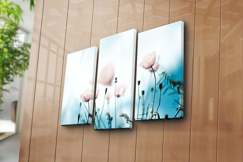 Canvasbilde 3-pk flerfarget - 22x03 cm - Interiør - Maleri & posters - Lerretsbilder