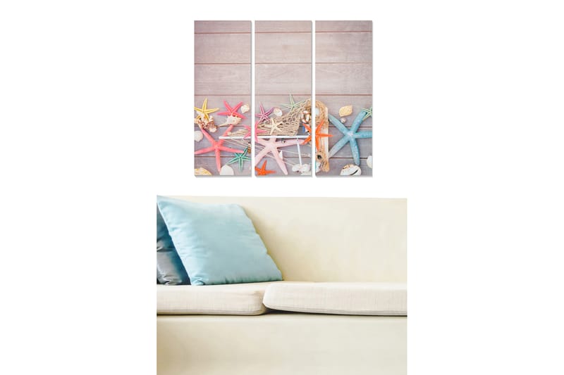 Canvasbilde 3-pk flerfarget - 22x05 cm - Interiør - Maleri & posters - Lerretsbilder