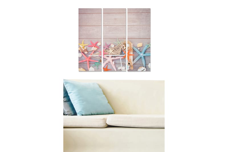 Canvasbilde 3-pk flerfarget - 22x05 cm - Lerretsbilder