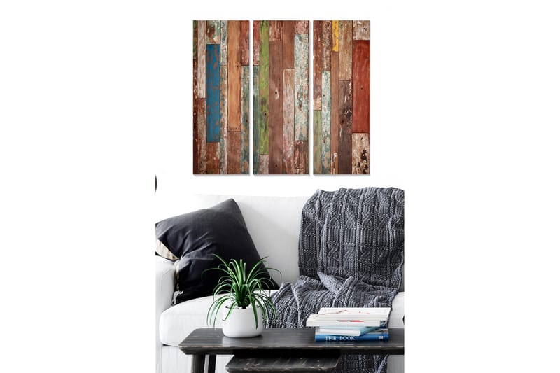 Canvasbilde 3-pk flerfarget - 22x05 cm - Interiør - Maleri & posters - Lerretsbilder