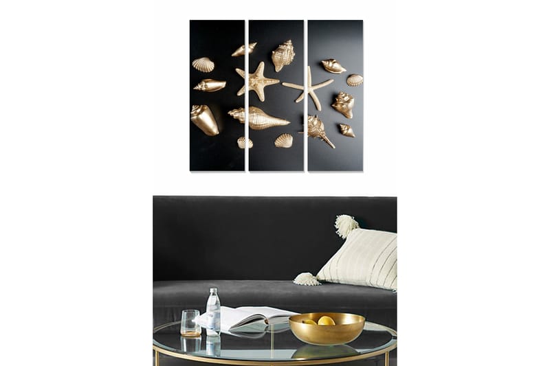 Canvasbilde 3-pk flerfarget - 22x05 cm - Interiør - Maleri & posters - Lerretsbilder